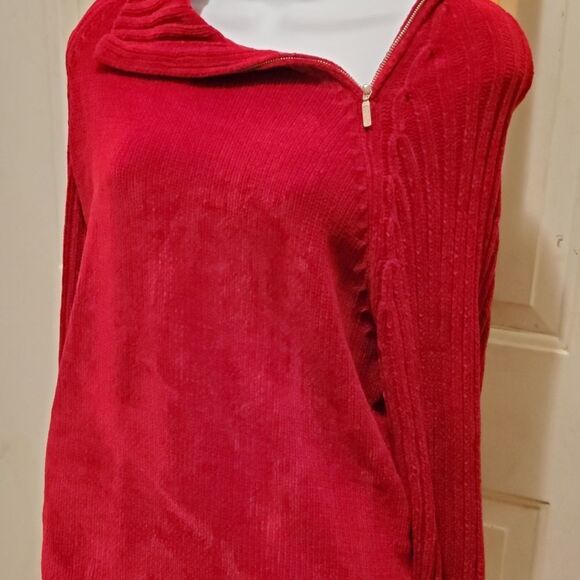 Carolyn Taylor Sweater Women’s Size Large Burgundy Zip Collar - Picture 5 of 8